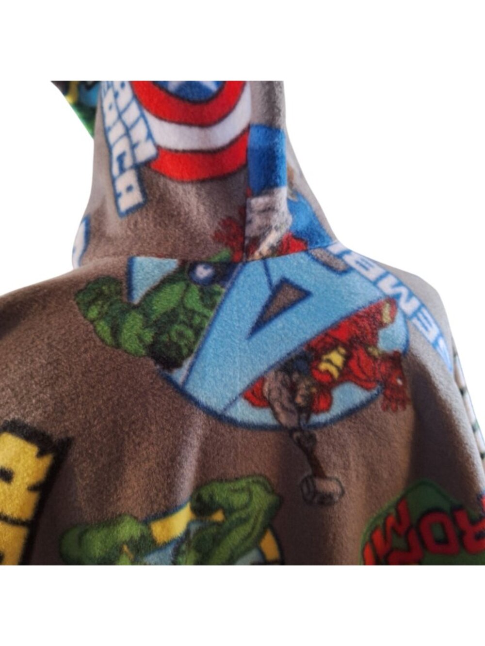 Avengers Fleece Poncho Cape With Hood & Pocket Handmade M Medium Hulk Iron Man - Picture 12 of 16